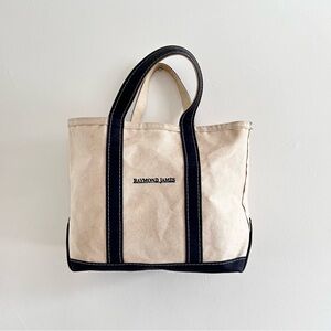 L.L. Bean Cream Navy Canvas Boat & Tote Bag USA canvas